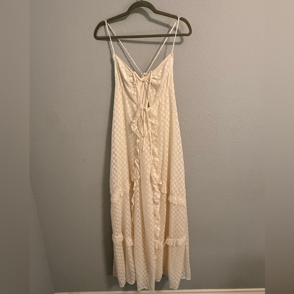 12th Tribe Cream Swiss Dot Maxi Dress XL